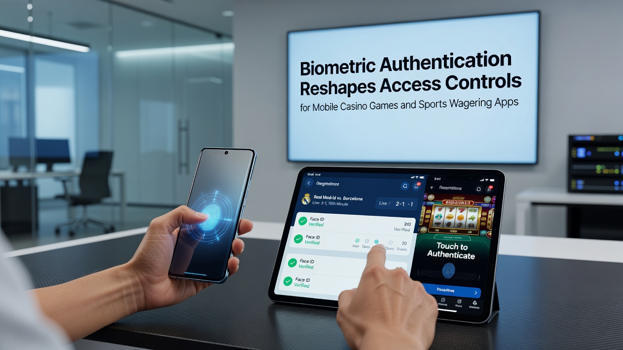 Close-up of smartphone screen showing secure biometric verification during sports betting session