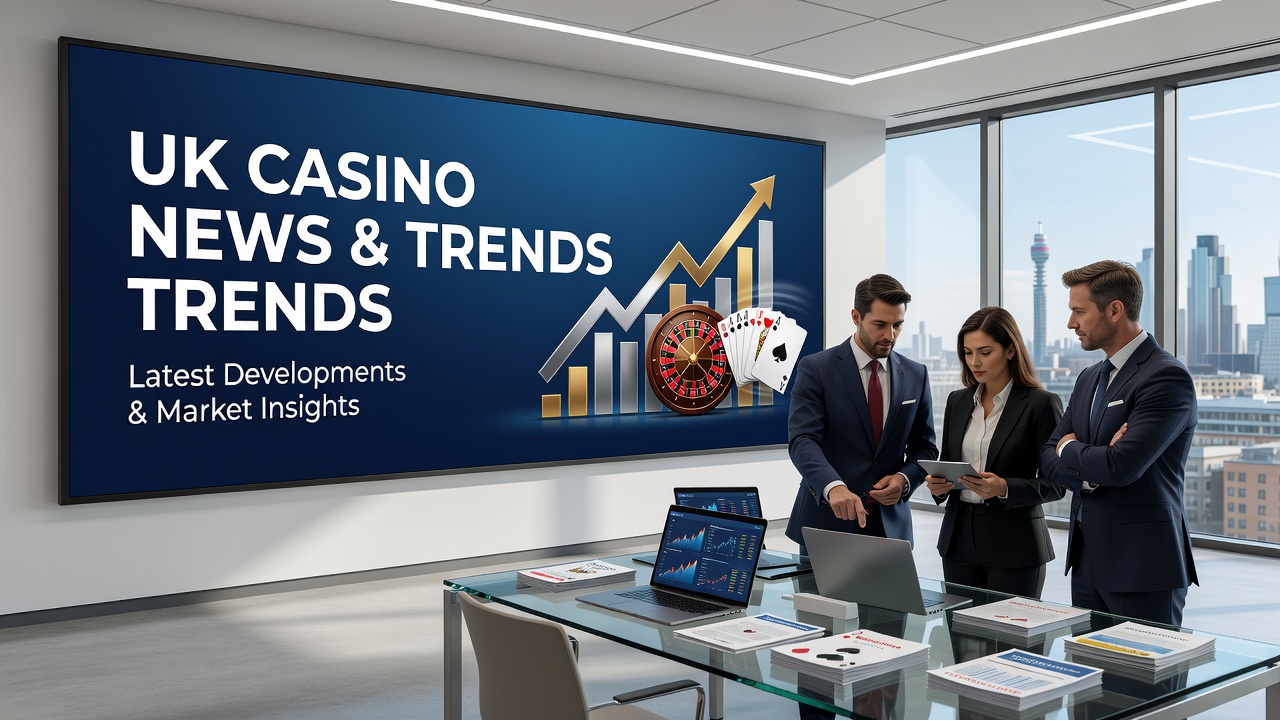 Dynamic digital casino interface showcasing mobile apps, VR headsets, and regulatory compliance icons on a sleek UK-themed background