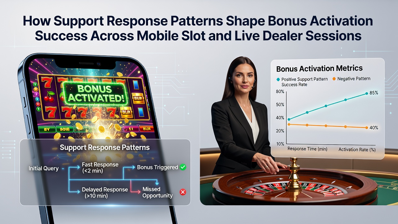 Illustration of support chat interactions in mobile casino apps showing response time metrics