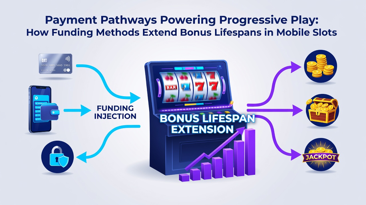Illustration of connected payment flows between mobile slots and live casino tables showing extended bonus timelines