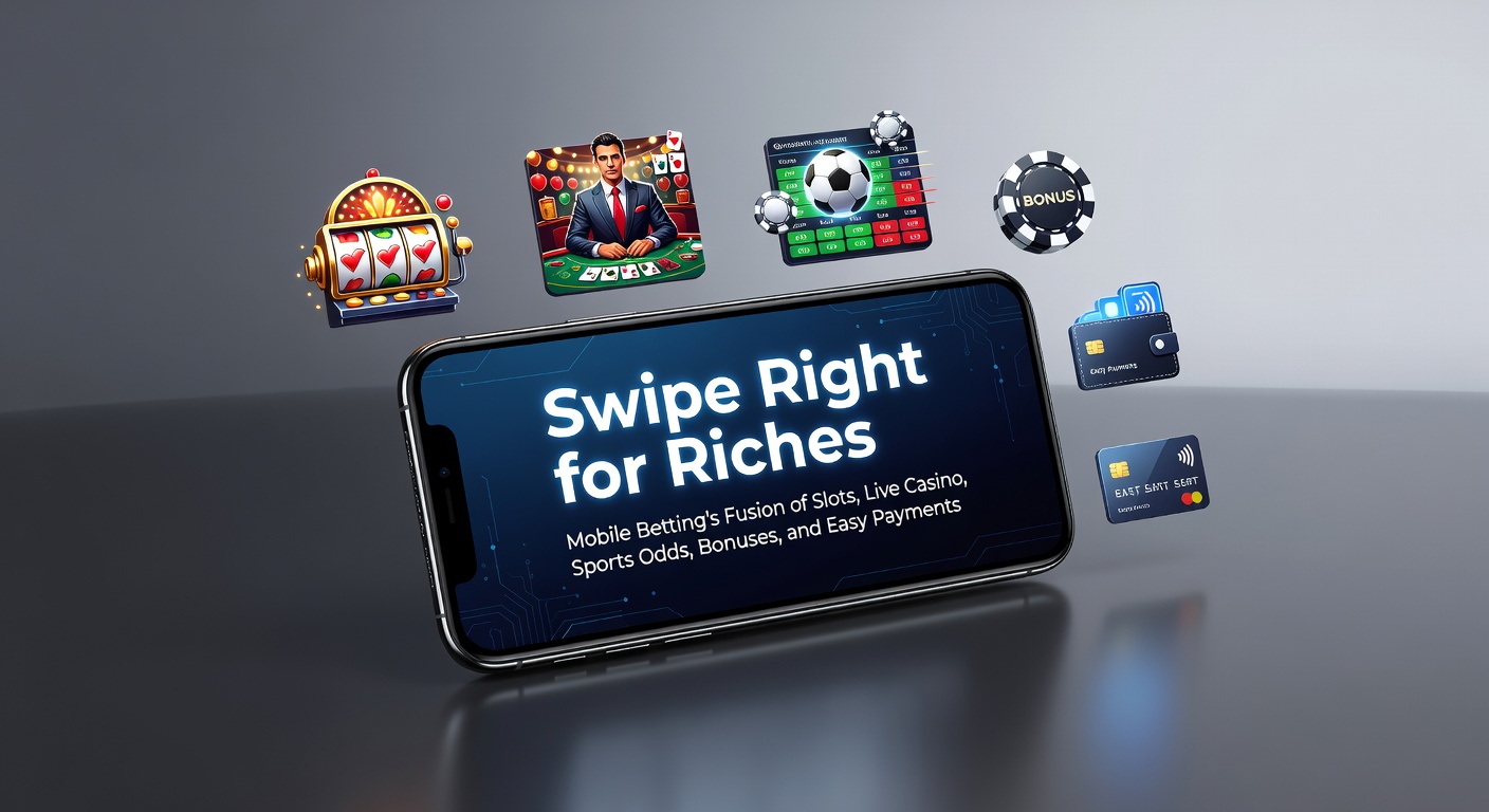 Vibrant mobile screen displaying slots, live casino tables, sports odds, and payment options in a seamless betting app interface